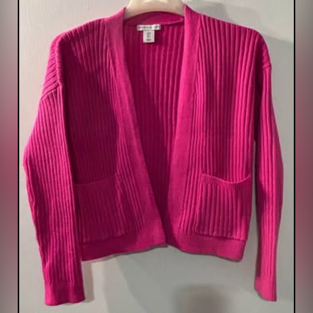 Sincerely Jules Vibrant Pink Ribbed short Cardigan Size S